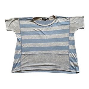 Forever 21 Blue Striped Relaxed Fit Short Sleeve Tee | Medium